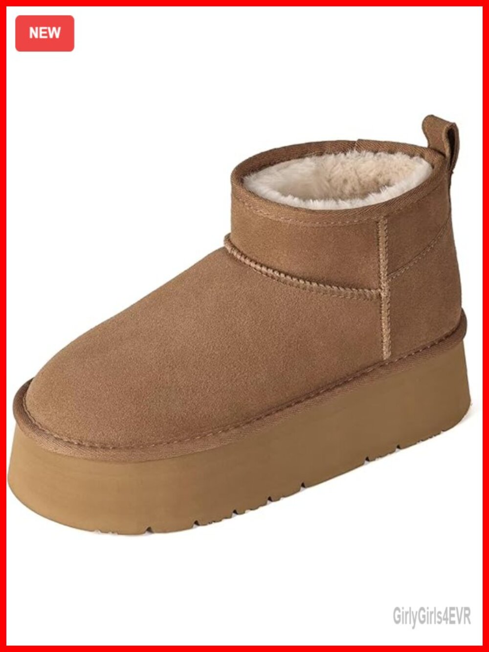 Genuine Suede Ankle Platform Boots Faux Fur Lining Winter Snow Boots